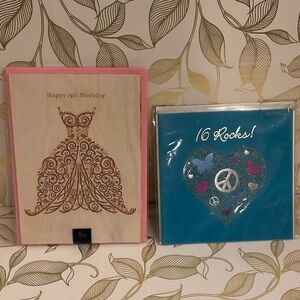 Papyrus Birthday Cards - 15th and 16th Pink and Blue Birthday Cards